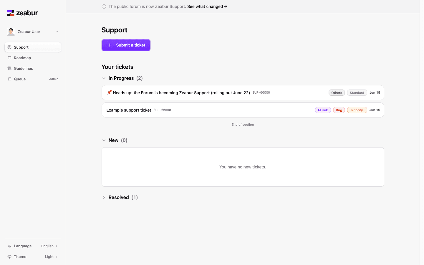 Zeabur Support page